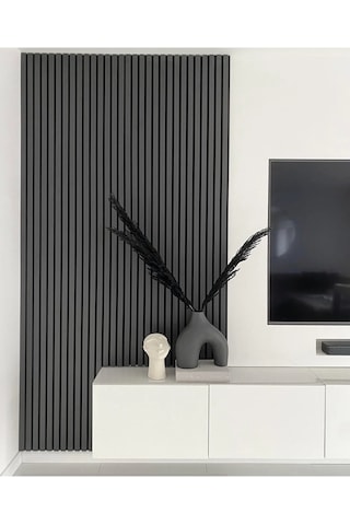 Winflex Eko Keçeli Akustik Ahşap Paneli Antrasit 50x240cm .