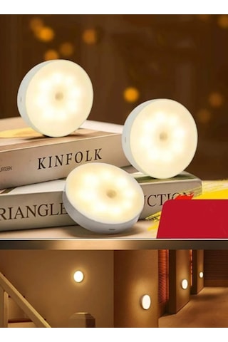 3 Adet Şarjlı Karanlık-Hareket Sensörlü 8 Led Aydınlatma Günışığı