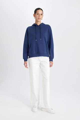 DeFacto Relax Fit Kapüşonlu Kanguru Cepli Kalın Basic Düz Sweatshirt W1240AZ24WNNV42 Lacivert