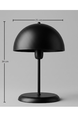 Solo Mantar Tasarım Siyah Abajur 25 Cm