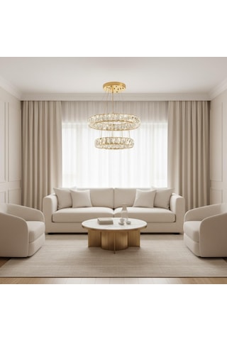 Kristal 2 Katlı Uzaktan Kumandalı 20-30 Cm Avize Gold