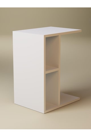 Raflı C Yan Sehpa, %100 Mdf Beyaz & Sonoma/beyaz & Sonoma / Gri Beyaz