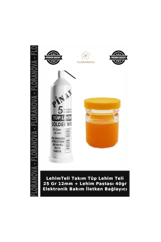 Lehimteli Takım Tüp Lehim Teli 25 Gr 12mm + Lehim Pastası 40gr Elektronik Bakım İletken Bağlayıcı