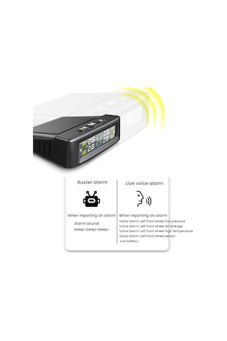 Otomotiv Tpms Dört Lastik Basınç Monitörü, Şartname: Sesli Versiyon Harici Sensör İngilizce