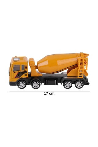 Sarı Sürtmeli Oyuncak Beton Mikseri İnşaat Kamyonu 17 Cm - Eğitici Büyük Boy Erkek Çocuk Hediyesi