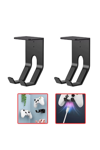 Microcase Ps5 Ve Oyun Kolları İçin Masaya Monte Tutucu Stand Holder 2 Adet Al5442 Siyah