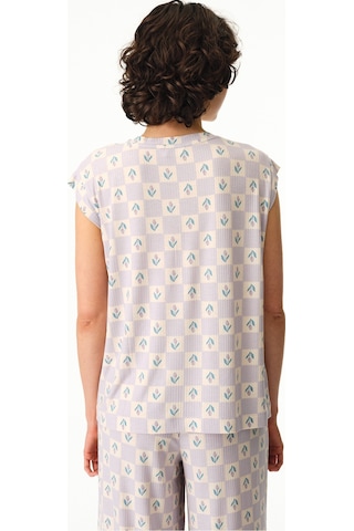 Penti Lila Ella Desenli Tişört Pijama Üstü