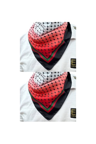 Aldaıyr 2 Adet Filistin Temalı Fular 50x50 Unisex Günlük Kullanıma Uygun Puşi Şal Kefiye Filistin Bayrak Renkli 12