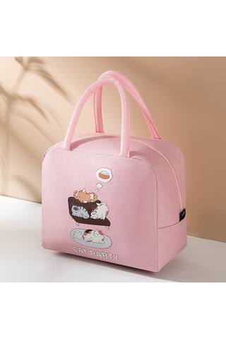 Jian Fan Karikatürlü Yemek Çantası Taşınabiler Is Koruma Kutusu-pembe Pembe