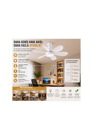 Ct-1154 62w Lodos Fan Led Kumandalı Işıklı Tavan Vantilatörü