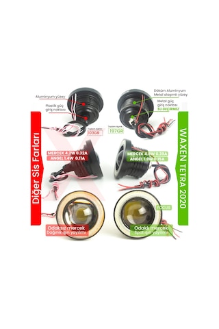 Universal Mercekli Angel Led Halkalı Beyaz Sis Farı Metal Gövde 8