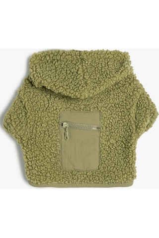 Koton Peluş Köpek Sweatshirt Fermuarlı Kapşonlu Haki 4wal10779ık Haki