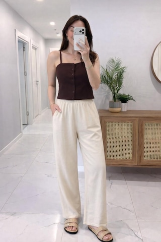 Lijuri Beli Lastikli Yarım Astarlı Rahat Pantolon 0135 Taş Lijuri Beli Lastikli Yarım Astarlı Rahat Pantolon 0135 Taş