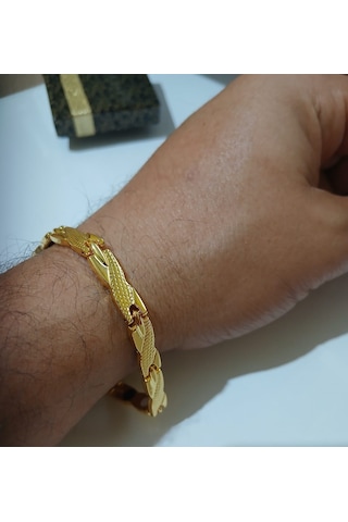 Argelon Gold Erkek Gümüş Bileklik 925 Mıknatıslı Gümüş Bileklik Özel Tasarım Luxery Bileklik Altın