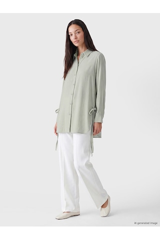 Lcw Everyday Yeşil Oversize Modal Karışımlı Kadın Gömlek Tunik