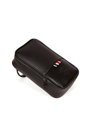 Newish Polo Erkek Deri Mekanizmalı Cüzdan Ve Portföy Clutch Günlük El Çantası New168 Siyah - Siyah