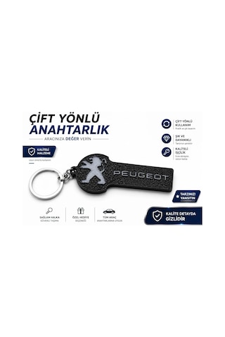 Peugeot Anahtarlık , Peugeot Logolu Çift Yönlü Araç Anahtarlık - Hediyelik Peugeot Araba Anahtarlığı