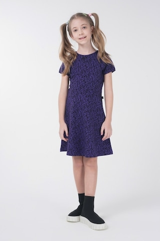 Brz Kids Metraj Baskılı Kısa Kollu Kız Çocuk Elbise Lila