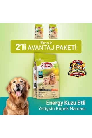 Kuzu Etli Yetişkin Köpek Maması 15 Kg - 2 Adet