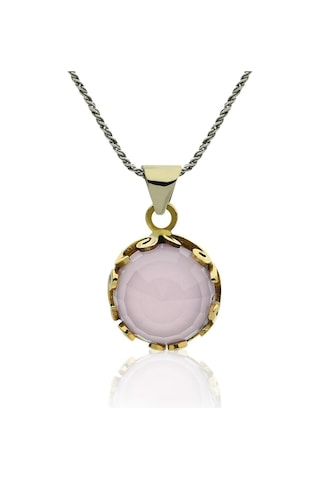Pembe Kuvars Taşlı Vav Harfi Motifli Otantik Gümüş Kadın Set S10127