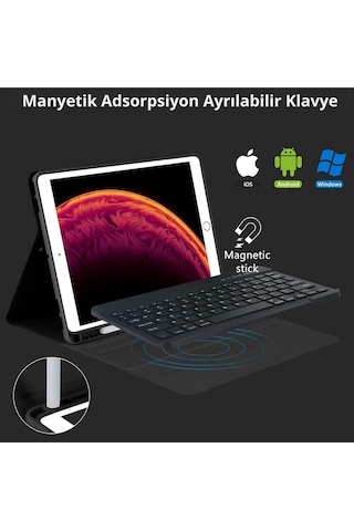 Apple Uyumlu iPad 11. Nesil A16 Çipli 2024 2025 Klavyeli Tablet Kılıfı Klavye + Stand