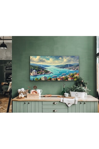 İstanbul Boğaz Manzarası Kanvas Tablo 60x120cm