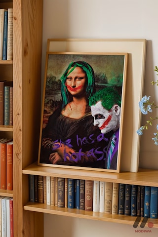 Mona Lisa Pop Art Mashup, Ahşap Çerçeveli Duvar Tablosu - Renkli Ev Dekorasyonu