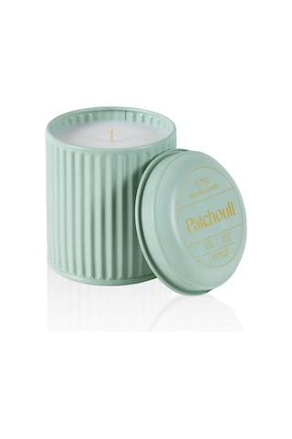 The Mia Calm Patchouli Kokulu Yeşil Kapaklı Mum 830 Gr 12x Beyaz