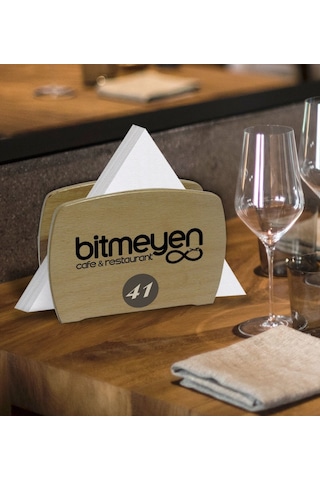 Restoran & Cafe & Barlara Özel Logolu Lüks Ahşap Peçetelik-2 5