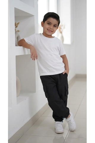 Smalltouch Kız Çocuk Paçası Ve Beli Ayarlanabilir Lastikli Paraşüt Pantolon Siyah