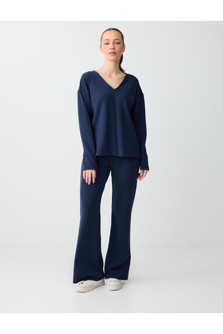Jimmy Key Jimmy Key Lacivert V Yaka Uzun Kollu Modal Örme Sweatshirt 6sw235555494