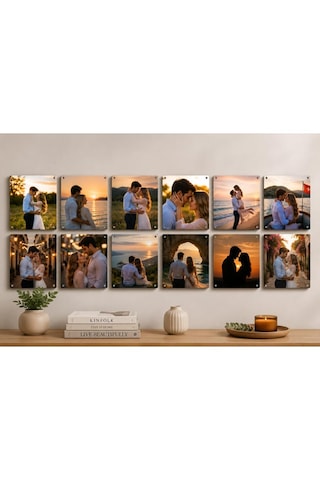 Premium Kişiye Özel 6 Adet Metal Poster Tablo Full Hd Kalite Baskı 15x15 Cm Çok Renkli