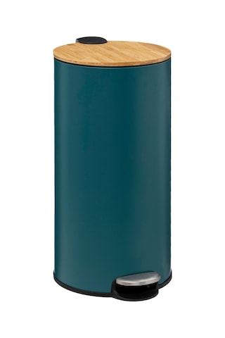 5five Çöp Kovaları Simply Smart Bambou 30 Lt Metal Petrol Mavisi Koyu Mavi