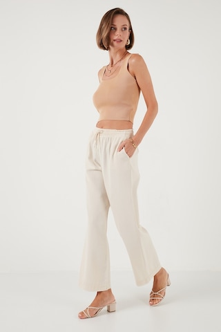Lela % 100 Pamuklu Bol Paça Regular Fit Bayan Pantolon 673Py2008 Bej