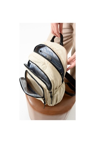 Paul Brand Kadın 3 Bölmeli Haif & Geniş Hacimli Suya Dayanıklı Klinkır Kumaş Günlük Sırt Çantası Mat1109 Krem
