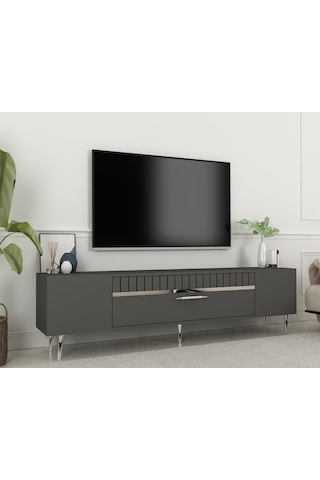 Bakü Tv Sehpası Tv Ünitesi 150 Cm Antrasit Gümüş