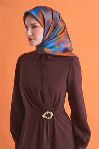 Armine Sura İpek Eşarp 2026-2027 - Sonbahar Kış-asm9605-56 Kahve,saks-5
