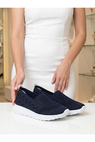 Nesilshoes Nesil Shoes Aky 055 Lacivert Triko Yazlık Kadın Ayakkabı