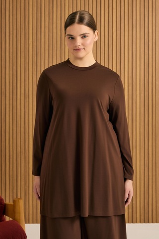 Aker Rayon Pijama Üstü Kahverengi Kahverengi