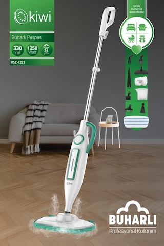 Kiwi KSC-4221 Çok Fonksiyonlu 10 Aparatlı Buharlı Paspas Mop