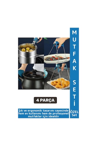 Kompakt Kamp Outdoor Mutfak Tencere Tabak Tutucu Fırın Eldiveni Yanma Önleyici 4'lü Premium Set