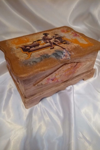 Sevgili Hediye Kutusu Sevgililer Günü Ahşap El İşi Hand Made Mücevher Kutusu Orta Boy