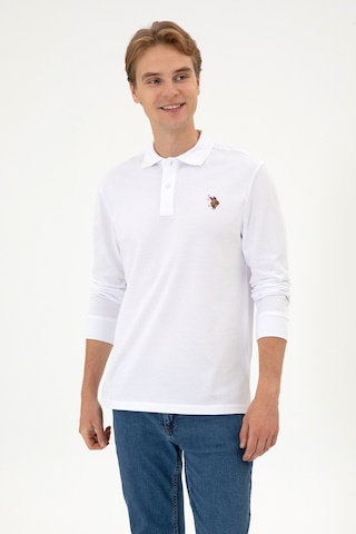 U.S. Polo Assn. Erkek Regular Fit Polo Yaka Beyaz Basic Sweatshirt 50313772-VR013