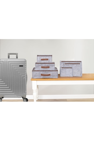 Derili Lüks Keçe 6 lı Bavul Organizer Seyahat Çantası 104522 GRİ