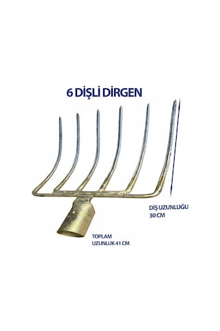 Profesyonel 6 Dişli Çelik Dirgen 42 Cm Diş Unuzluğu 30 Cm Dayanıklı Ve Ergonomik Tasarım