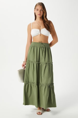 Kadın Elanora Haki Astarlı Katlı Poplin Etek Haki