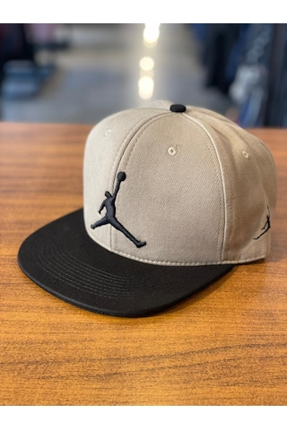 Air Jordan Nakışlı Bej Hiphop Snapback Rapper Basket Cap Şapka Bej - Siyah