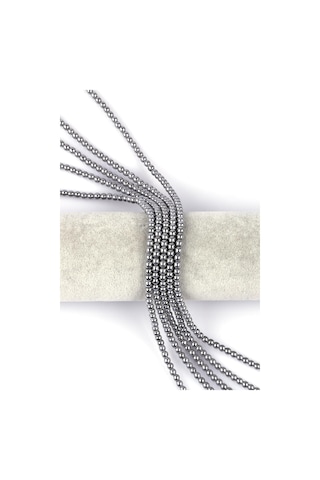 Gümüş Gri Hematit Doğal Taş Dizi 4 MM Küre Kesim Kolye Gümüş