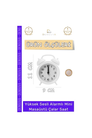 Çalarsaat Premium Sessiz Akar Saniyeli Masaüstü Ofis Komodin Modern Analog Dekoratif Çalar Saat Çok Renkli