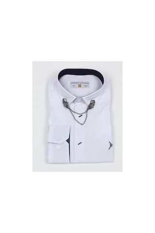 Doctor Junior Erkek Çocuk Zincir Yakalı Gömlek Beyaz